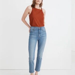 Madewell Women's Straight Leg Blue Jeans (Vintage Perfect Crop Fit)